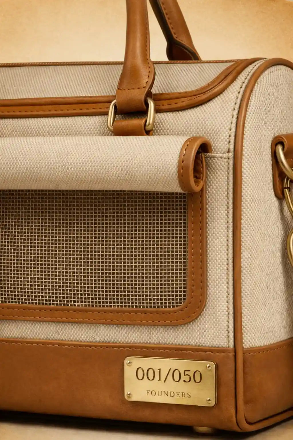 Ashbera Founder's Edition numbered brass plate 001/050 —  limited release luxury dog and cat carrier