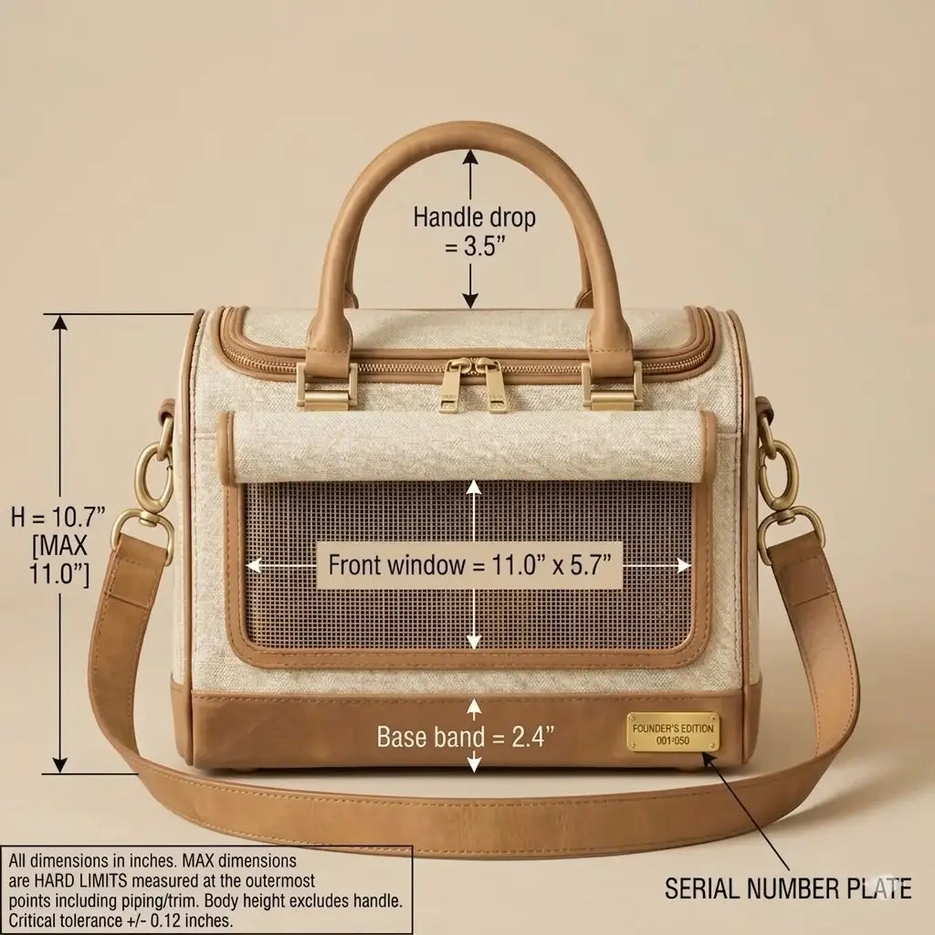 Ashbera technical specification — front view, H 10.7 inches, front window 11.0 x 5.7, Baikal Atelier Manhattan